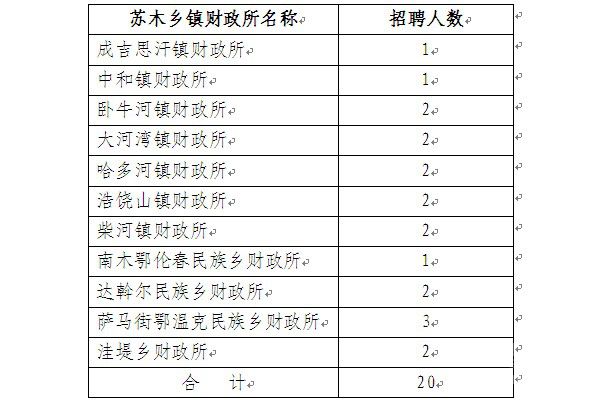 內蒙古呼倫貝爾扎蘭屯市鄉鎮財政所事業單位2013年招聘20名工作人員1