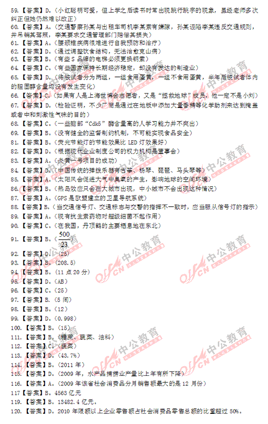 山東省2011年公務員考試行測真題及答案解析（圖片版）11