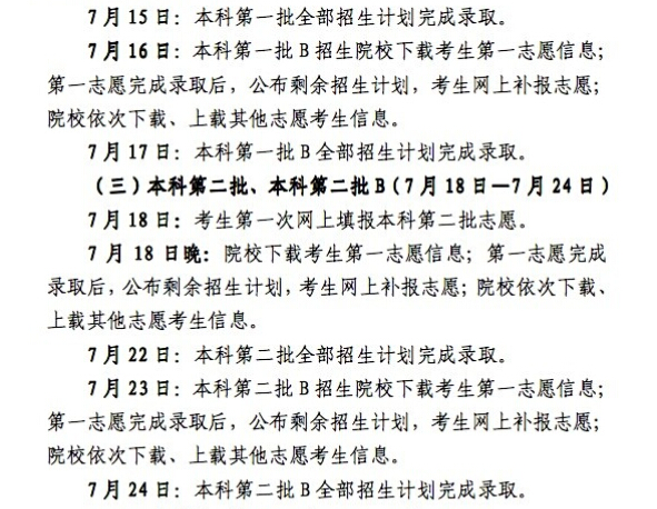 2014年內蒙古高考各批次錄取時間安排3
