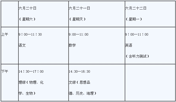 2015年湖北十堰中考時間安排1