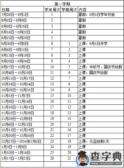 2015－2016學年廣州中小學學校校歷放假時間安排1