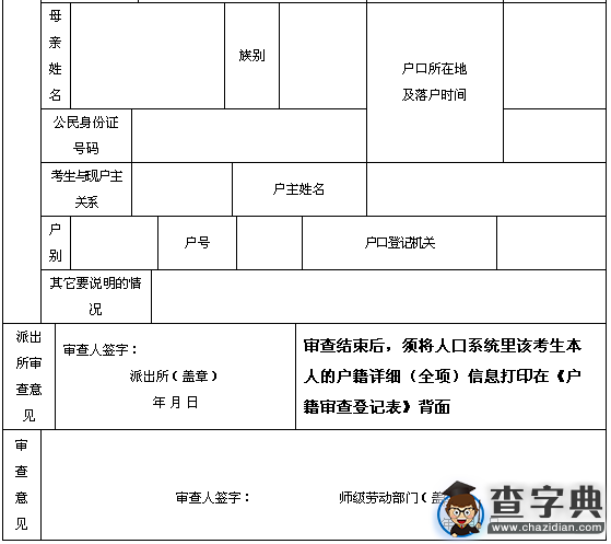2016年新疆高考兵團遷入農工子女報名審查登記表2