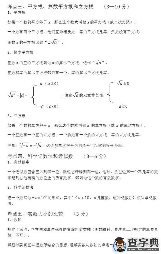初中數學知識點總結：實數2