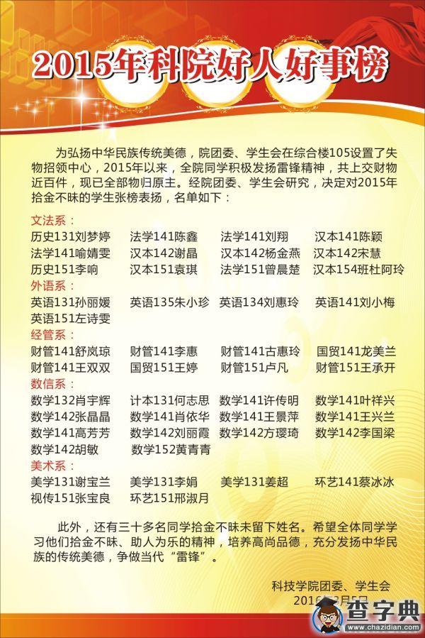 贛南師范學院發布“2015年科院好人好事榜”1