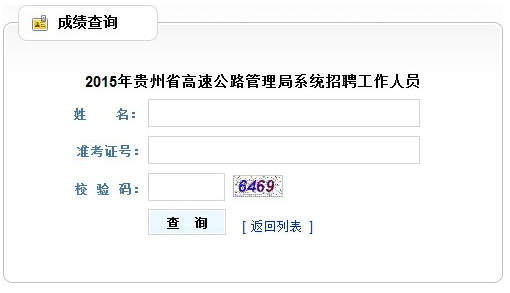 2015年貴州省高速公路管理局系統筆試成績查詢入口1