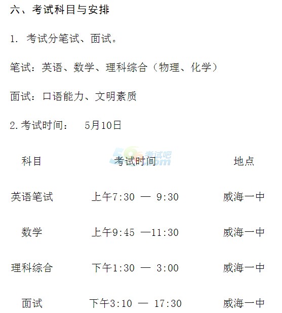 2015年威海一中國際學部招生簡章1