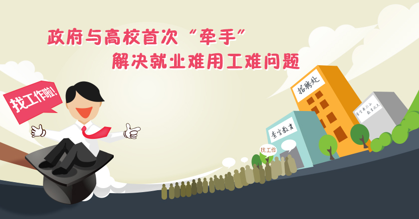 政府與高校首次“牽手” 解決就業難用工難問題