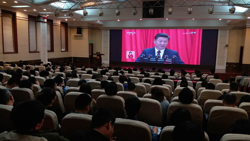 組圖：各地高校師生積極收看十九大開幕會直播25