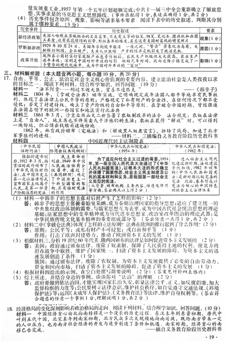2017山西中考歷史試題及答案3