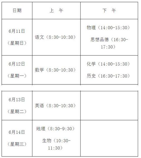 2017年山東濰坊中考考試時間及科目安排公布1