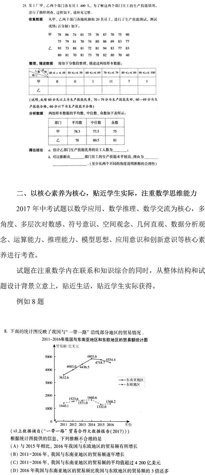 2017年北京中考數學試題評析 3