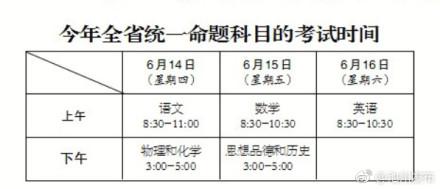 池州2018中考時間：6月14日-16日1
