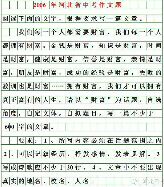 河北2018年中考作文題目出爐13