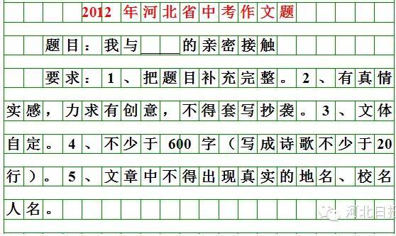 河北2018年中考作文題目出爐7