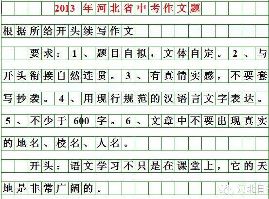 河北2018年中考作文題目出爐6