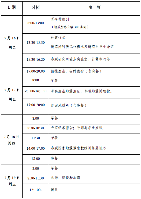 中國地震局地質研究所2019年優秀大學生夏令營營員招收通知1