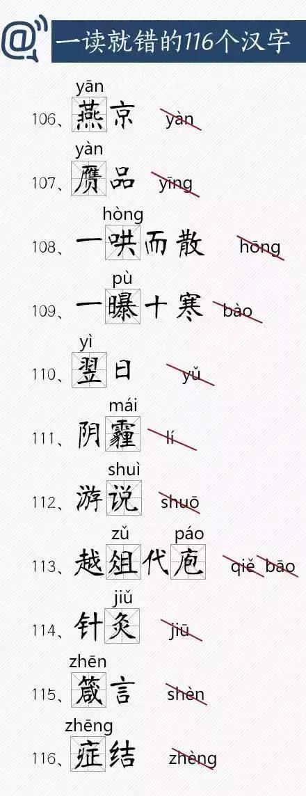 一讀就錯的116個漢字，家長為孩子收了吧9